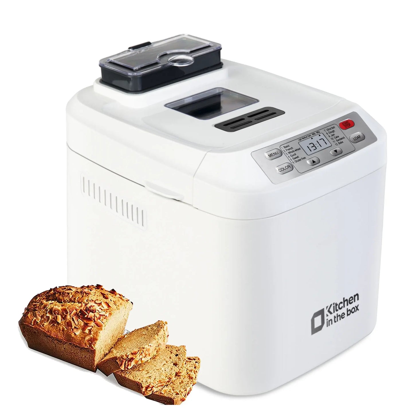 Automatic Bread Maker 2LB 12 in 1 Bread Machine with Fruit Nut Dispenser Timer Keep Warm Gluten Free
