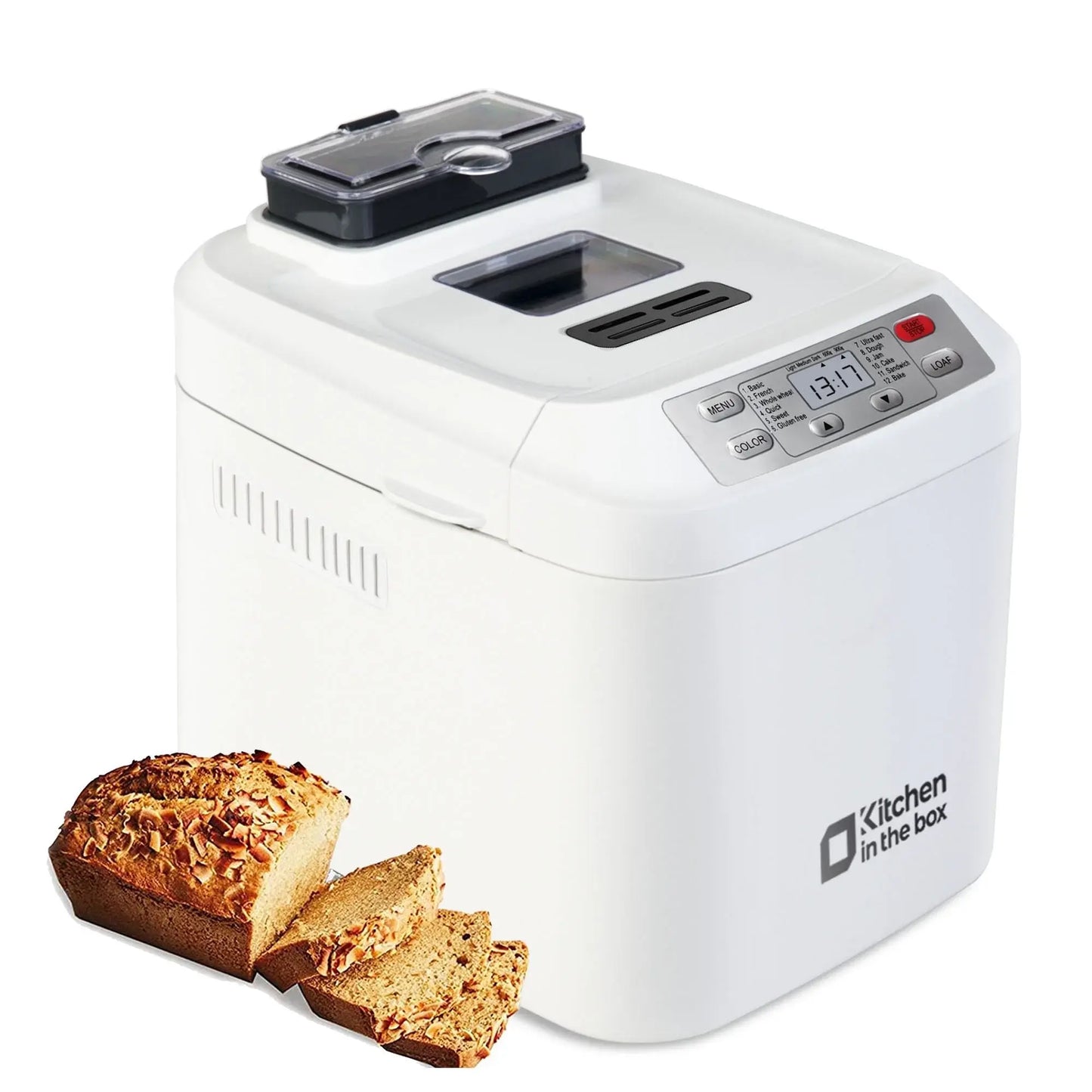 Automatic Bread Maker 2LB 12 in 1 Bread Machine with Fruit Nut Dispenser Timer Keep Warm Gluten Free