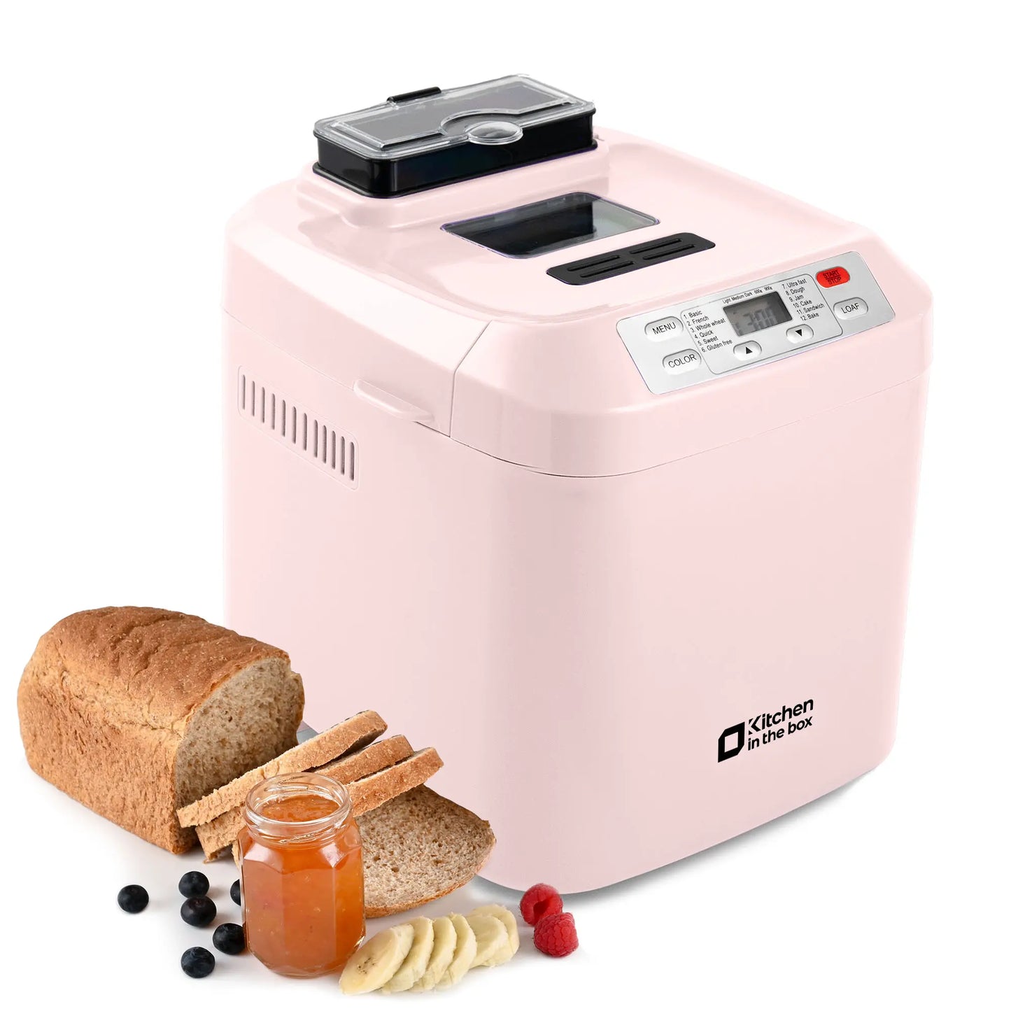 Automatic Bread Maker 2LB 12 in 1 Bread Machine with Fruit Nut Dispenser Timer Keep Warm Gluten Free