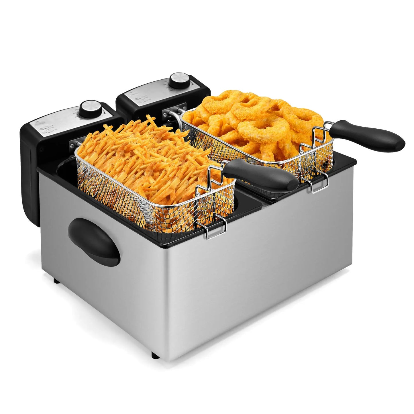 2.6QT Electric Deep Fryer 1500W with Basket Temperature Control Removable Lid Nonstick Inner Pot Easy to Clean