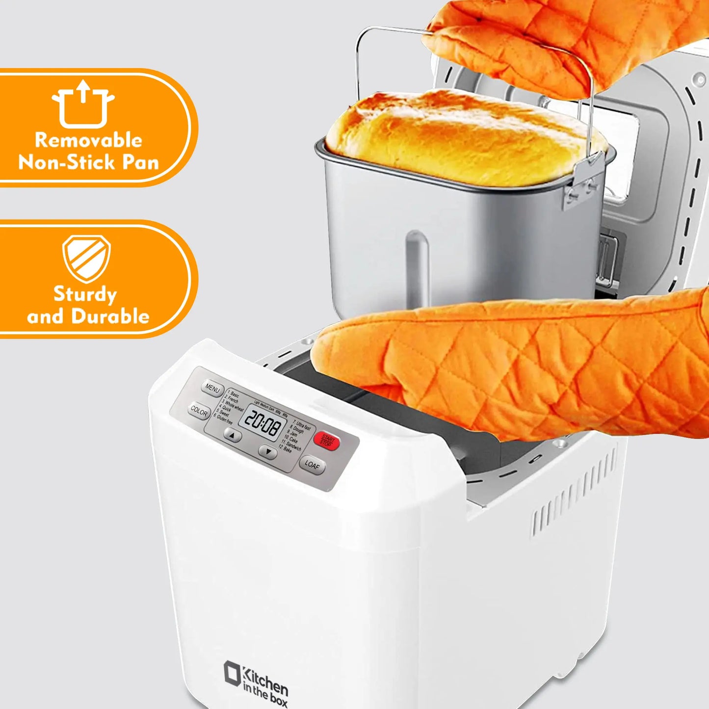 Automatic Bread Maker 2LB 12 in 1 Bread Machine with Fruit Nut Dispenser Timer Keep Warm Gluten Free