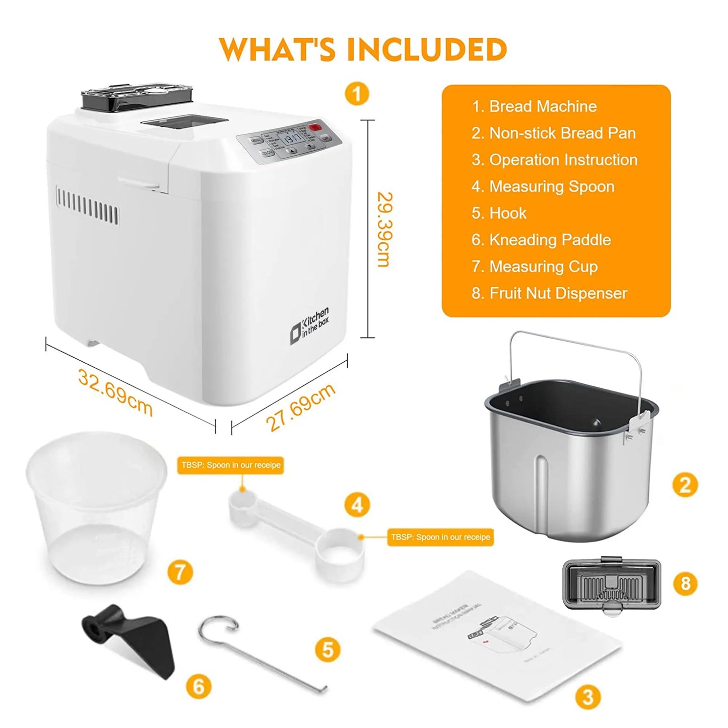 Automatic Bread Maker 2LB 12 in 1 Bread Machine with Fruit Nut Dispenser Timer Keep Warm Gluten Free