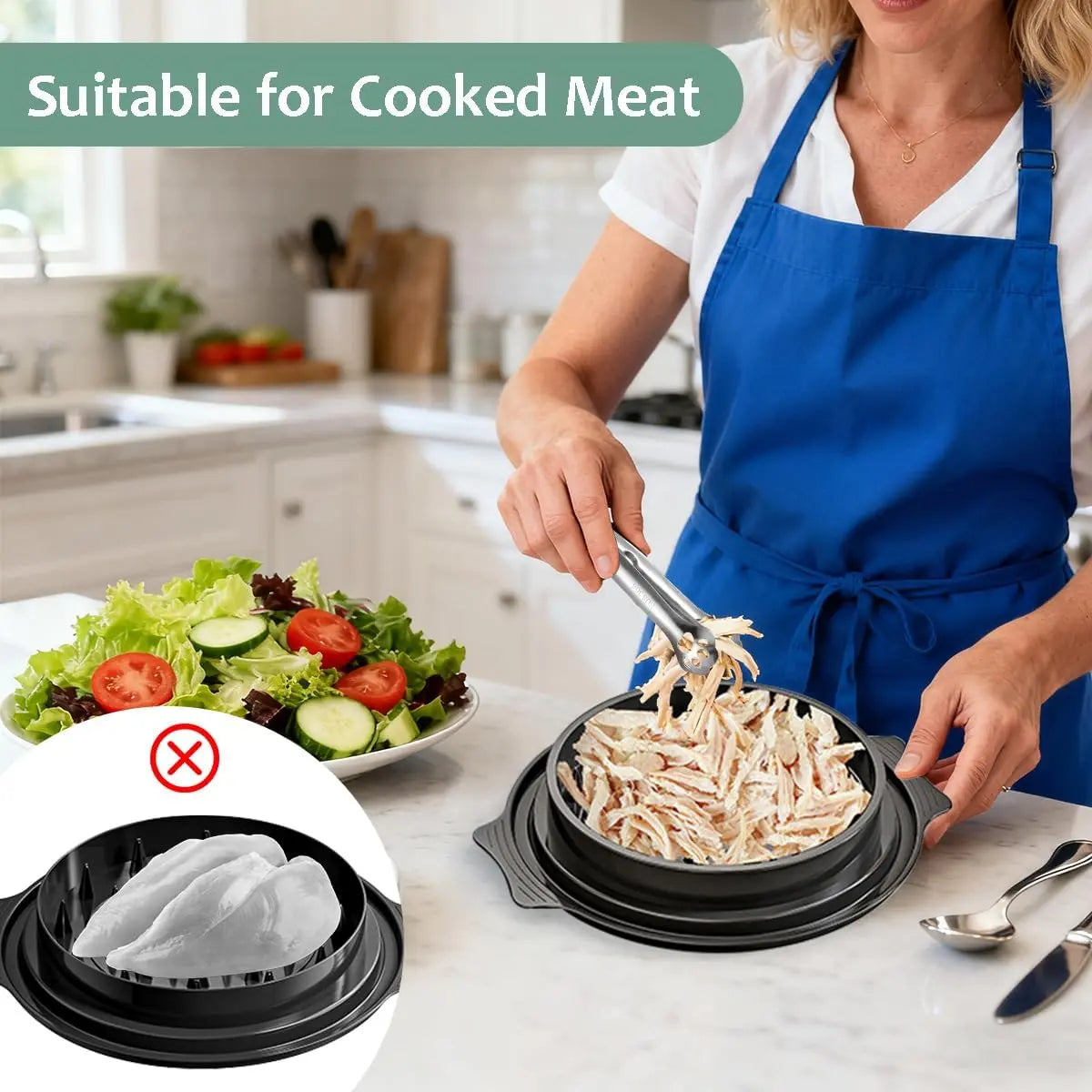 Large Chicken Shredder Tool with Visible Lid Ergonomic Handle BPA Free Dishwasher Safe for Meat Vegetables and Kitchen Use