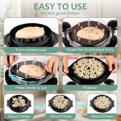 Large Chicken Shredder Tool with Visible Lid Ergonomic Handle BPA Free Dishwasher Safe for Meat Vegetables and Kitchen Use